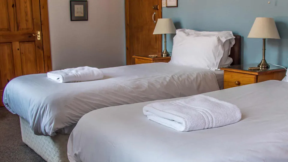 A twin bedroom at The Old Ship Aground