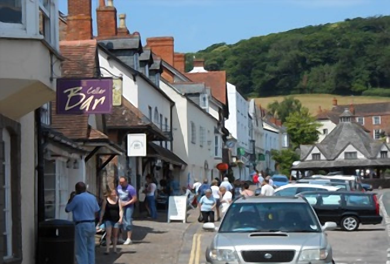 Dunster High Street with the Yarn Market